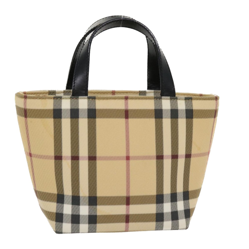 BURBERRY Nova Check Hand Bag PVC Leather Beige Auth yk6252 - Picture 1 of 10